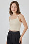 Women's Square Neck Strap Cream Blouse - 4