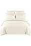 100% Cotton Satin Striped Double Duvet Cover Set - Cream - 8