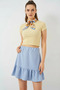 Women's Ruffled Hem Blue Skirt - 5
