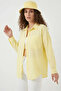Women's Single Pocket Oversize Viscose Light Yellow Shirt - 2