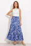 Women's Floral Patterned Viscose Indigo Skirt - 2