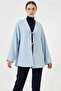 Women's V-Neck Belted Viscose Blue Hijab Kimono - 3