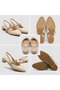 (Park Moda) Stone Detailed Closed Toe Short Heeled Women's Shoes Beige - 3