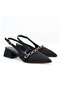 Short-Heeled Satin Material Stoned Women's Classic Shoes - 3