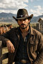 Men's Khaki Cowboy Western Style Leather Detailed Vintage Hat - 5