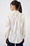 Women's Gold Foil Patterned White Shirt - 6