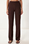 Halter Neck Crinkle Knitted Set Lub0364 Brown - 7