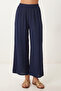 Wide Leg Summer Viscose Trousers Lrn0035 Dark Blue - 3