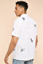 Embroidered Shirt with Revere Collar and Short Sleeves - 4