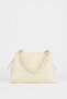 Women's Cream Faux Leather Knitted Strap Lined Zipper Closure Handbag and Shoulder Bag - 2