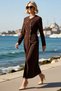 Women's Double Breasted Cut Long Sleeve Jacket Collar Maxi Dress Buttoned Unlined Finike Woven Daily Casual - 2