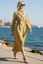 Women's Shirt Dress Midi Length Long Sleeve Shoulder Scarf Detailed Woven Fabric Relaxed Fit Casual Modern Stylish - 2