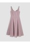 Lcw Everyday Purple U-Neck Plaid Waist-Slit Dress - 5