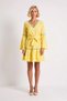 Women's V-Neck Spanish Sleeve Mini Dress %100 Cotton Woven Belted Striped Detailed Daily Casual Modern - 4