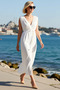 Women's Sleeveless V-Neck Maxi Beach Dress a Line Cutout Slit Viscose Polyester Woven Crinkle Casual - 2