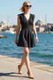 Women Polka Dot V-Neck Sleeveless a Line Mini Dress Elastic Fabric Relaxed Fit Casual Modern Stylish Elegant - 2