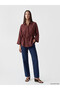 Özmarka New Season Burgundy Textured Oversize Women's Shirt - 2