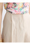 Beige Modal Blend Pleated Women's Shorts - 3