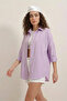 Women's Oversize Basic Cotton Lilac Shirt - 3