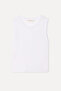 Women's White Loose Fit Crew Neck Tank Top