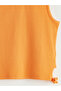 Orange Crew Neck Ribbed Girls' Undershirt - 3