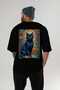 For the Love of Cats 8 Cats Printed Black Oversize T-Shirt 100% Cotton Unisex Cat Lover Premium Design - 5