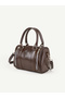 Wrinkled Textured Brown Shk310 Double Zipper Detailed, Lined, Modern Design Hand, Arm and Shoulder Bag - 2