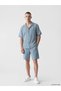 Xside Blue Loose Fit Resort Collar Muslin Men's Shirt - 3