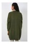 Women's Khaki Hair Braided Pattern Long Buttoned Relaxed Cut Knitwear Cardigan Hzl23W-Bd1100691 - 5