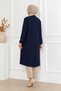 Women's Islamic Clothing Araboy Sade Aerobin Daily Black Cap & Ferace Navy Blue - 3