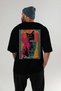 For the Love of Cats 72 Cats Printed Black Oversize T-Shirt 100% Cotton Unisex Cat Lover Premium Design - 5