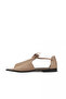 Gray Leather Women's Flat Sandals - 3