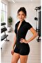 Women's Short Sleeve Zippered Shorts Jumpsuit - 4