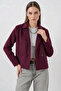 Women's Classic Collar Double Button Cotton Claret Red Jacket - 6
