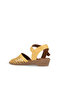 Yellow Leather Women's Wedge Heeled Sandals - 4
