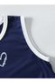 Girl's Navy Blue Dress with White Piping and Heart Print Bow Detail Summer Dress (Ages 3-12) - 6