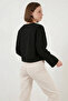 Women's V-Neck Tie-Front Linen Black Kimono - 6