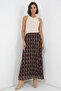 Women's Patterned Chiffon Brown Skirt - 2