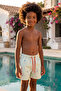 Boy's Sea La Vie Premium Boxed Fish Embroidered Green Swim Shorts - 2