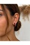 Red Half Hoop Earrings with Gold Detail