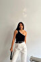 Tek Omuz Biyeli Basic Crop Bluz - 3