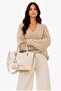 Alessia Charmlı Medium Size Soft Leather Look Large Volume Cream Women's Hand and Crossbody Bag - 3