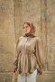 Women's Ribbed Front Tie-Waist Shirt Beige - 4