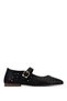 Women's Genuine Leather Black Ballerina Shoes