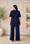Women's Crew Neck Relaxed Fit Blouse Pants Two-Piece Set - 3