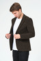 Men's Slim Fit Blazer Jacket Brown White - 4