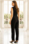 Double-Breasted Collar Button Embroidered Cross Piece Detailed Plus Size Evening Dress Jumpsuit Tbst1102 - 4