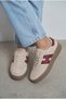 Women's Beige-Burgundy Patterned Lace-Up Retro Casual Walking Sneaker Sports Shoes Te03 - 6