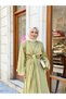 Women's Front Tie Cape Dress in Oil Green - 17