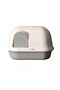 Shell Flip-Top Cat Litter Box 59.4×39.5×46.4 cm Gray & White Enclosed Anti-Tracking Cat Toilet Corri